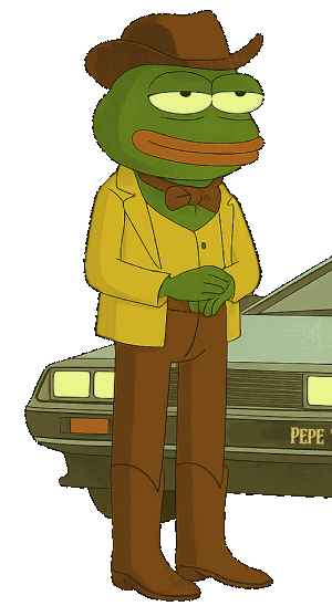 Pepe The Kid standing inside the white paper showcase